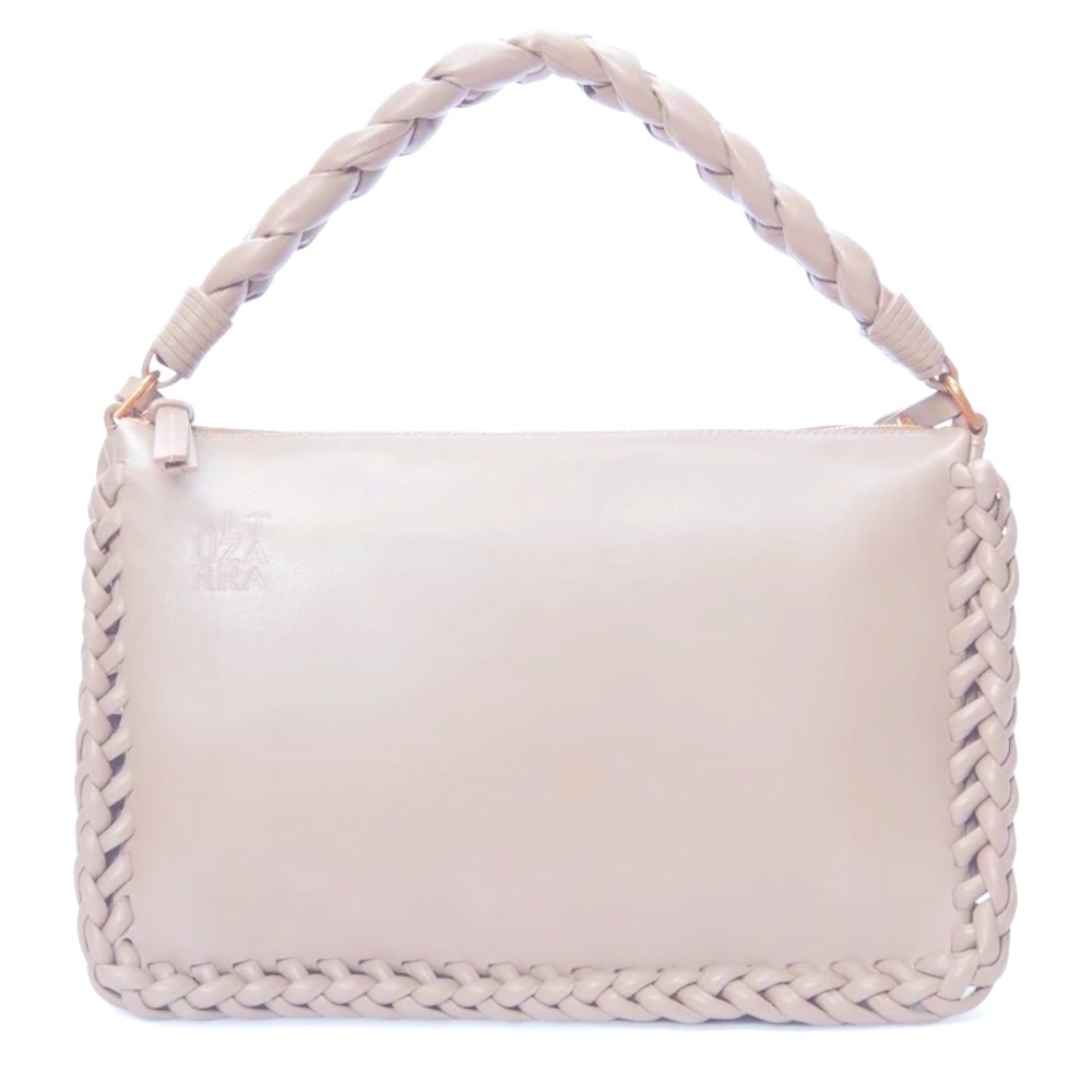 ALTUZARRA Braided Leather Top-Handle Bag in Taupe/Cream